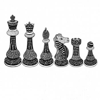 Šachové figúrky v rade - kreslené