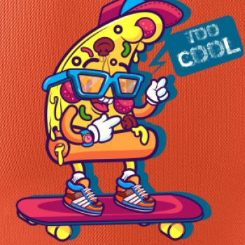 Pizza slice with skateboard