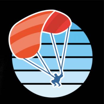 Paragliding oranžový v modrom koliesku