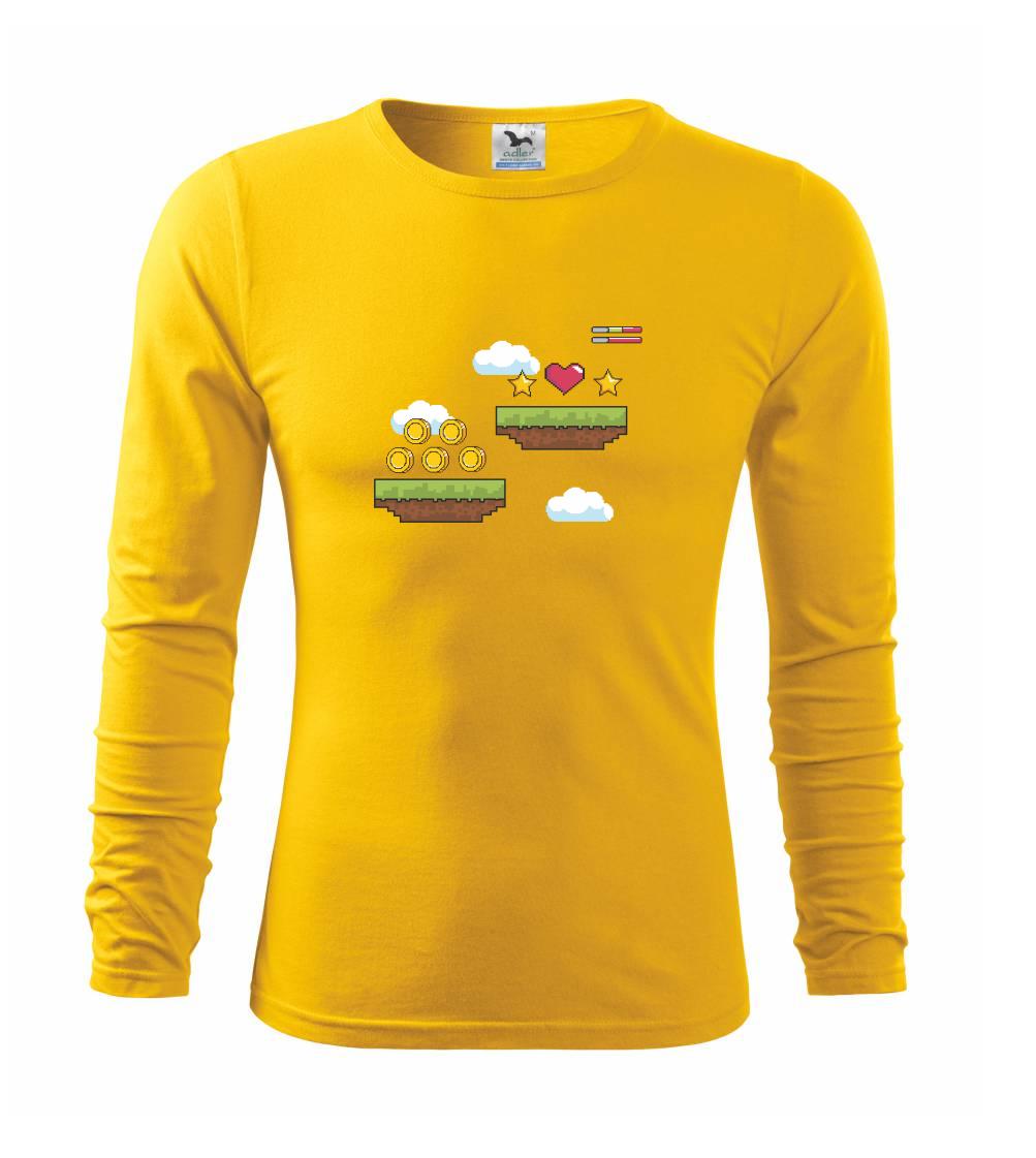 Tričká pre ajťákov - Gamer - stará hra - mince a mraky - Tričko s dlhým rukávom FIT-T long sleeve