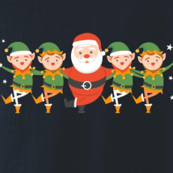 Tancujúci Santa a štyri škriatkovia