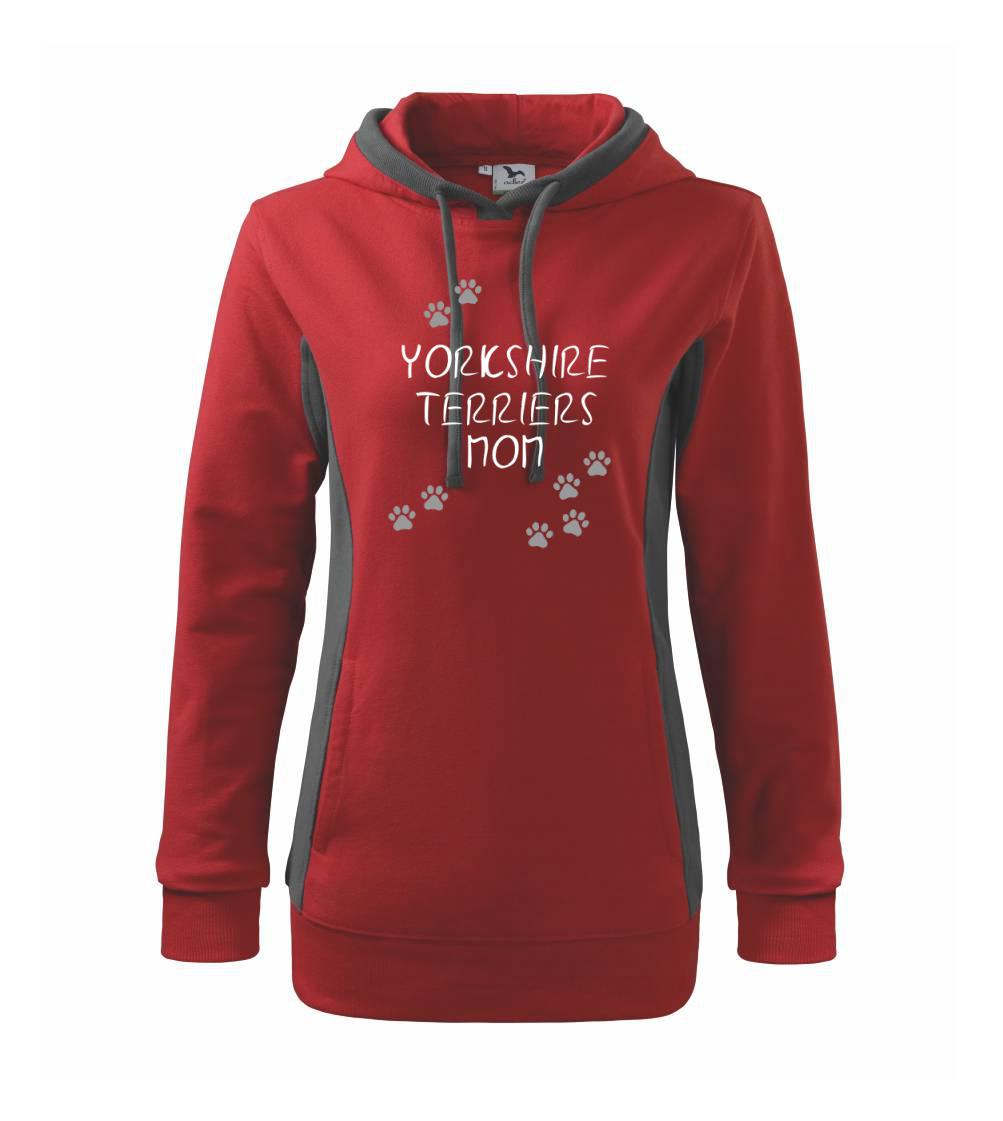Yorkshirsky terier na tričku - Yorkšírský teriér  - Yorkshire Terriers mom (Reflexné labky) - Mikina dámska Kangaroo s kapucňou
