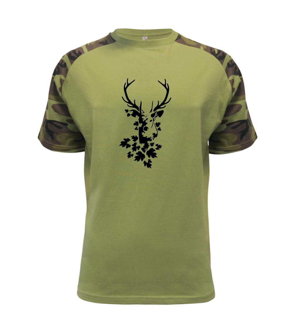 Tričká so zvieratami - Jeleň z listov - Raglan Military