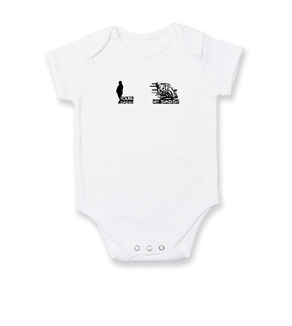 Tričko s cestnou motorkou - Your daddy - My daddy - Cestná motorka - Body dojčenské s krátkym rukávom