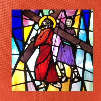 Vitráž - Ježiš a kríž Vitráž - Ježiš a kríž