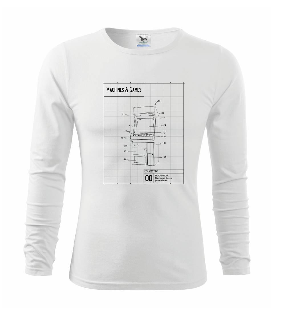 Tričká s témou herných konzol - Nákres herný automat spredu - Tričko detské Long Sleeve