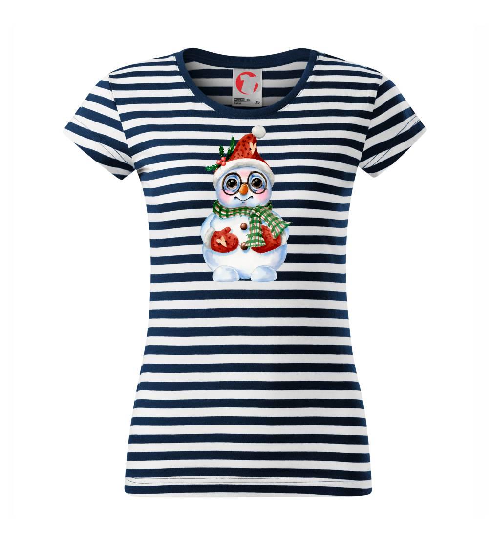 Vianočné tričká - Snehuliak kreslený s okuliarmi - Tričko na vodu