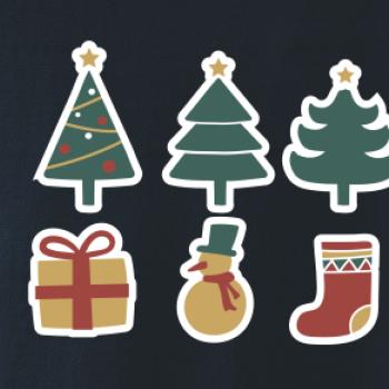 Vianočná sada - stromčeky a darčeky