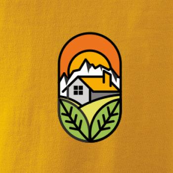 Chalupa pri západe slnka