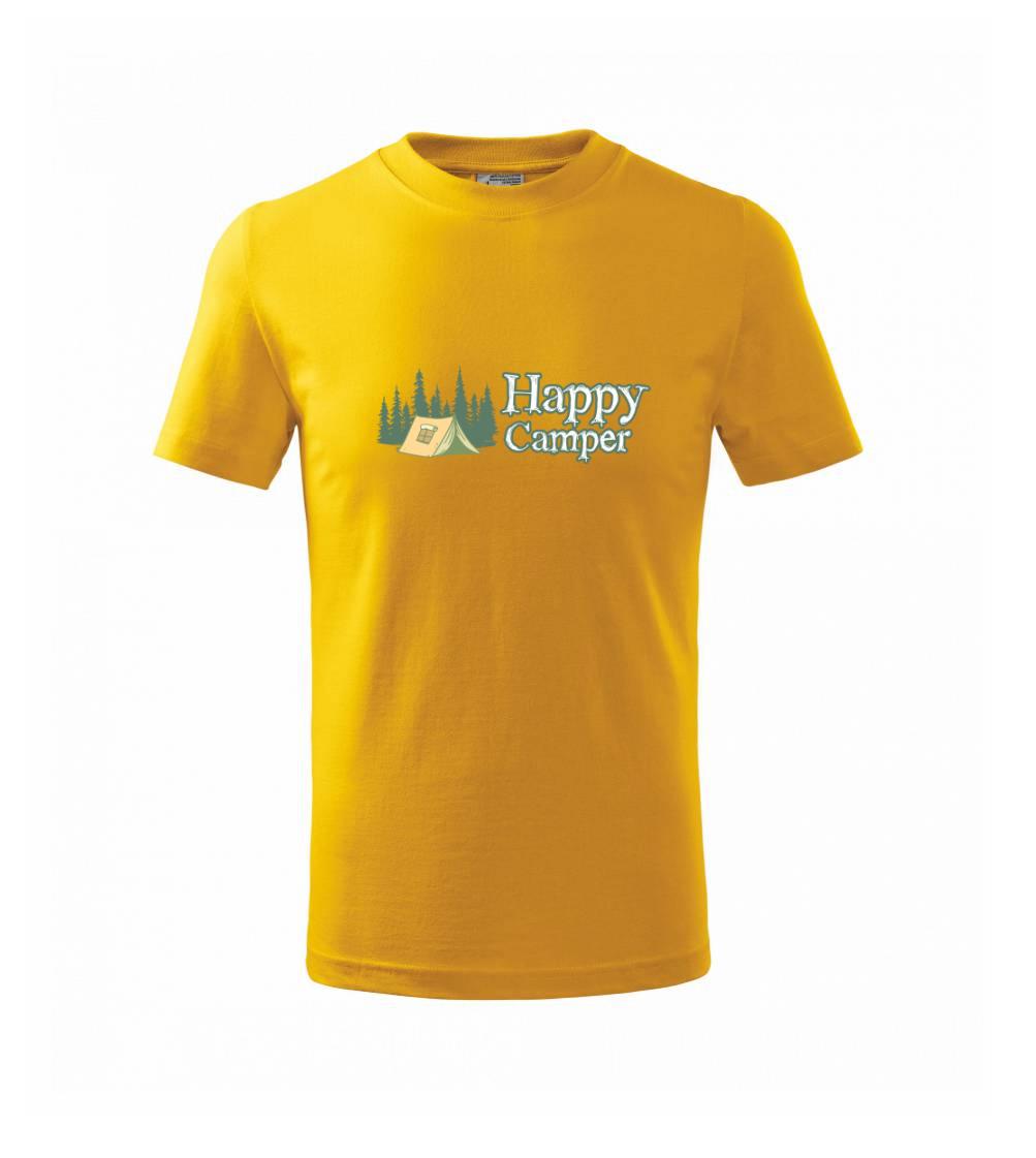 Trička pre cestovateľov - Happy camper - stan v lese - Tričko detské bavlnené