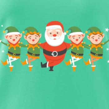 Tancujúci Santa a štyri škriatkovia