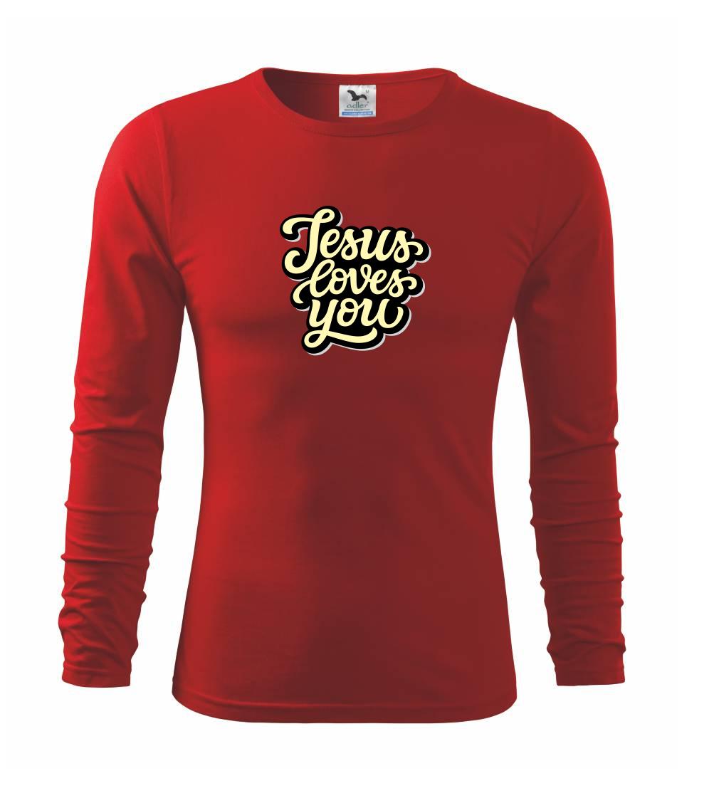 Jesus loves you - písané písmo - Tričko detské Long Sleeve