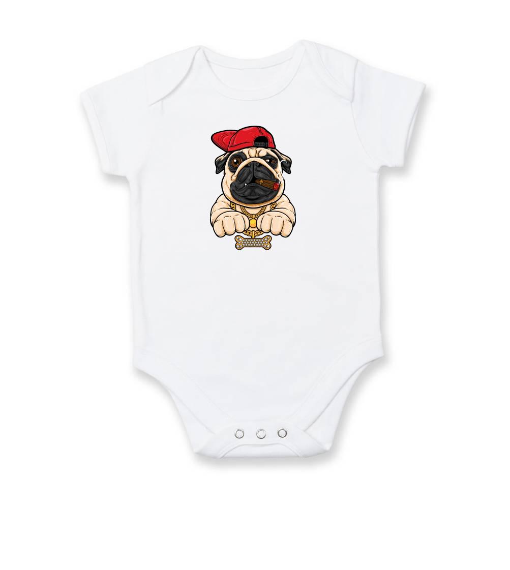 Mops na tričku - Mopsík hip hop - Body dojčenské s krátkym rukávom