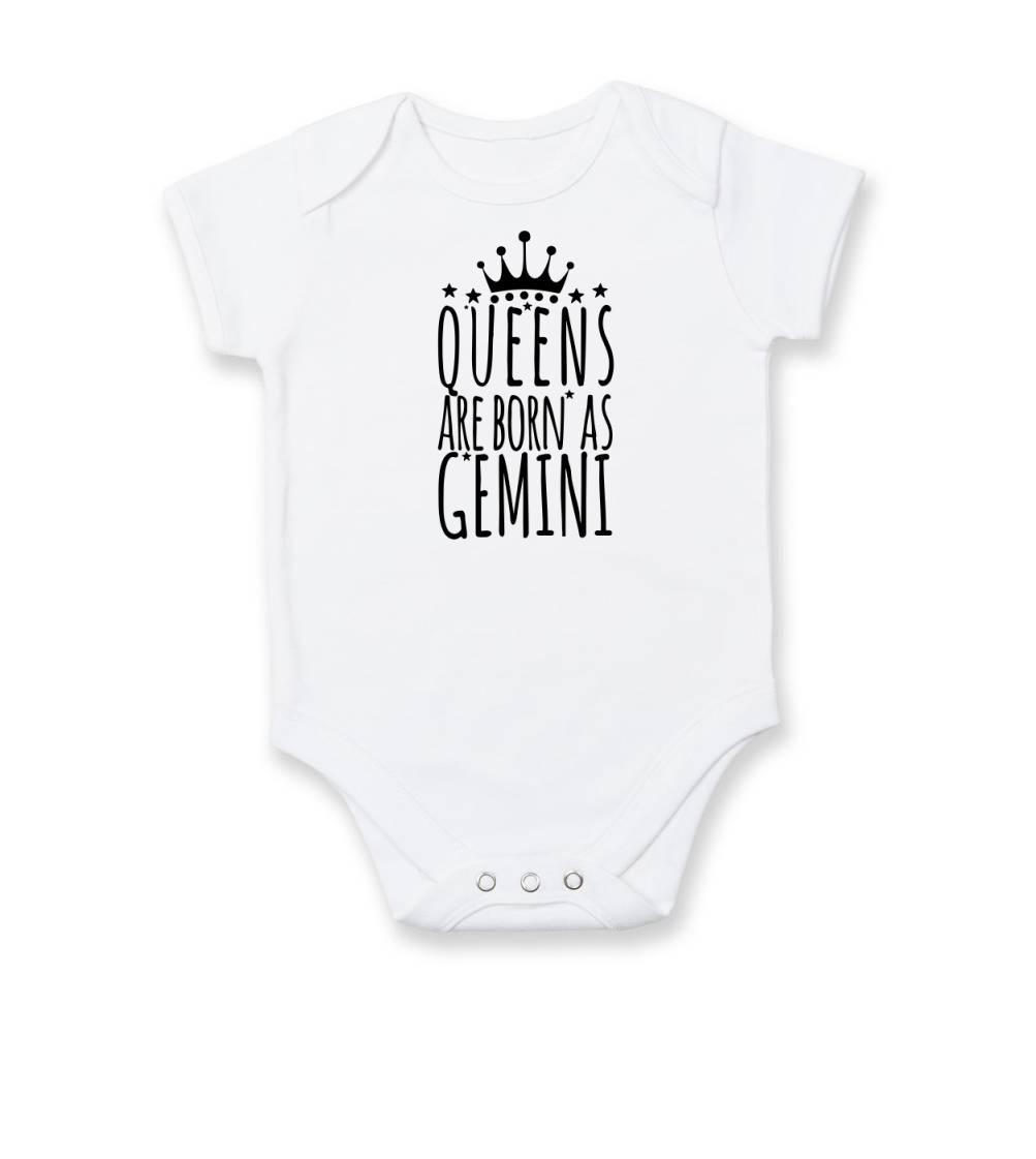 Tričká blíženci - Queens are born as Gemini - Blíženci - Body dojčenské s krátkym rukávom