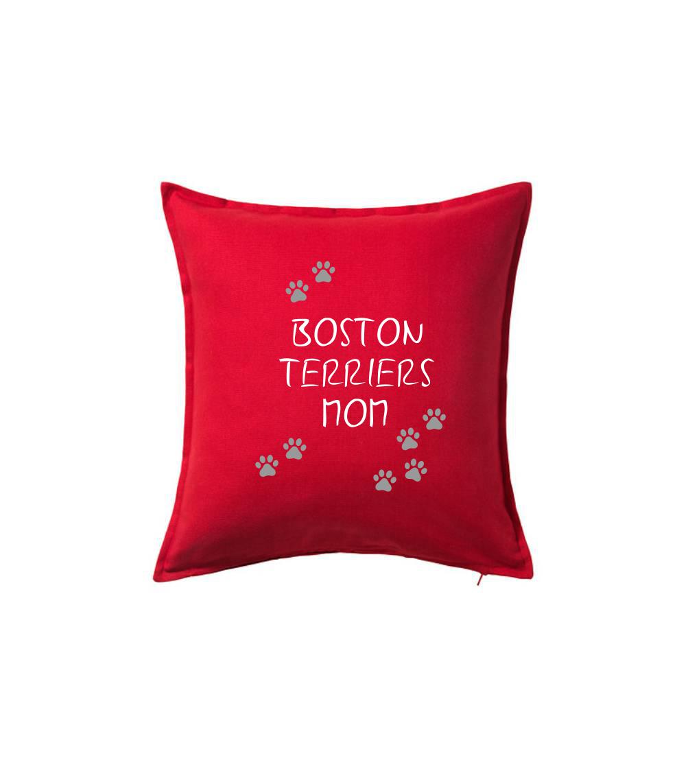 Ostatné psie plemená - Boston Teriers mom Bostonský teriér (reflexné  tlapky) - Vankúš 50x50