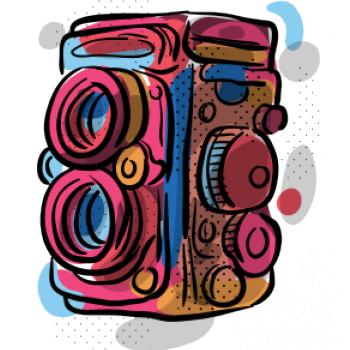 Foťák farebný - dve šošovky