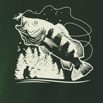 Rybár na brehu rybníka muškári