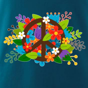 Peace symbol prerastený kvetinami