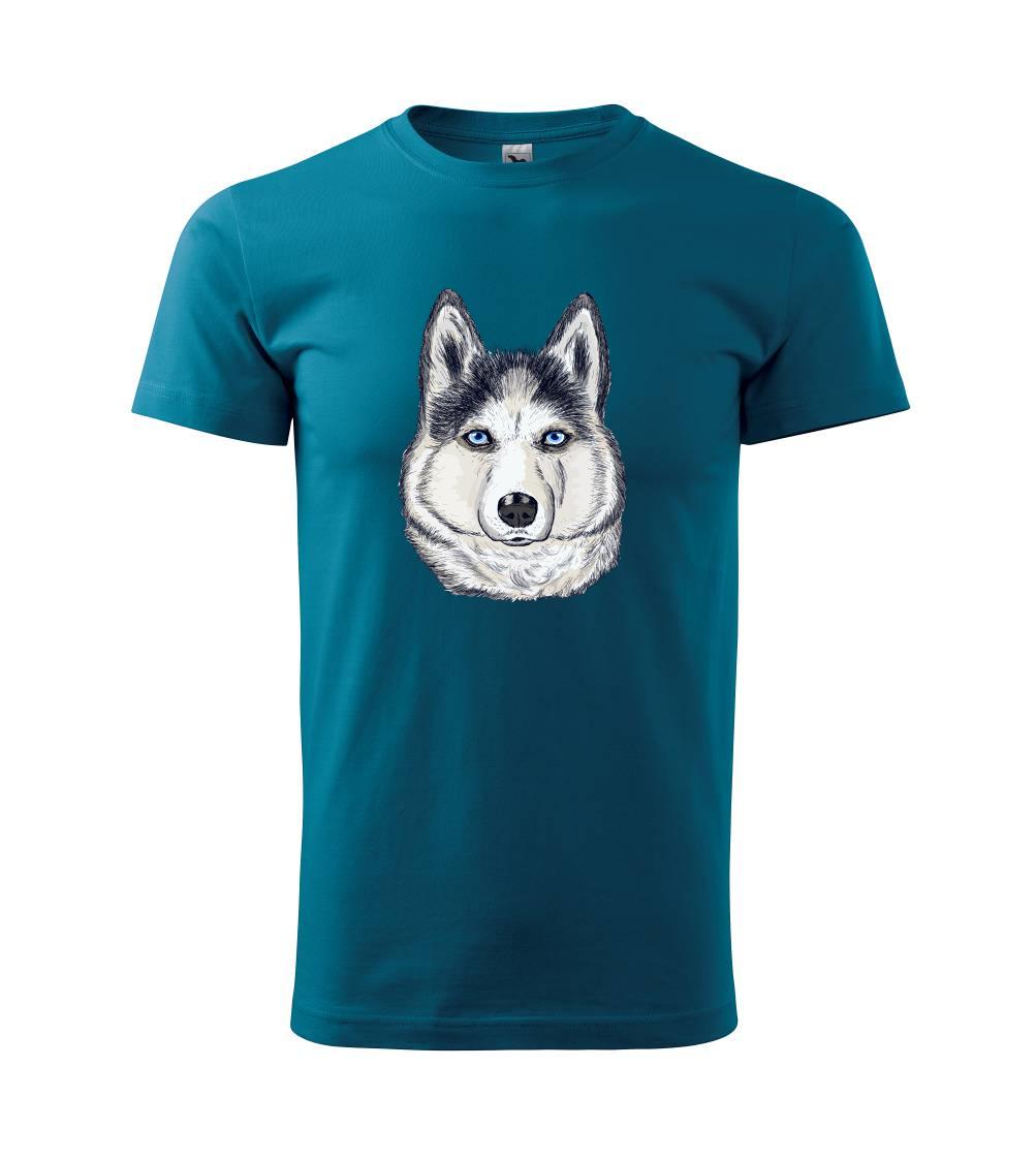 Tričká s motívom Sibírsky husky - Husky hlava - kreslený - Klasické pánske tričko vyššej gramáže