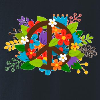 Peace symbol prerastený kvetinami