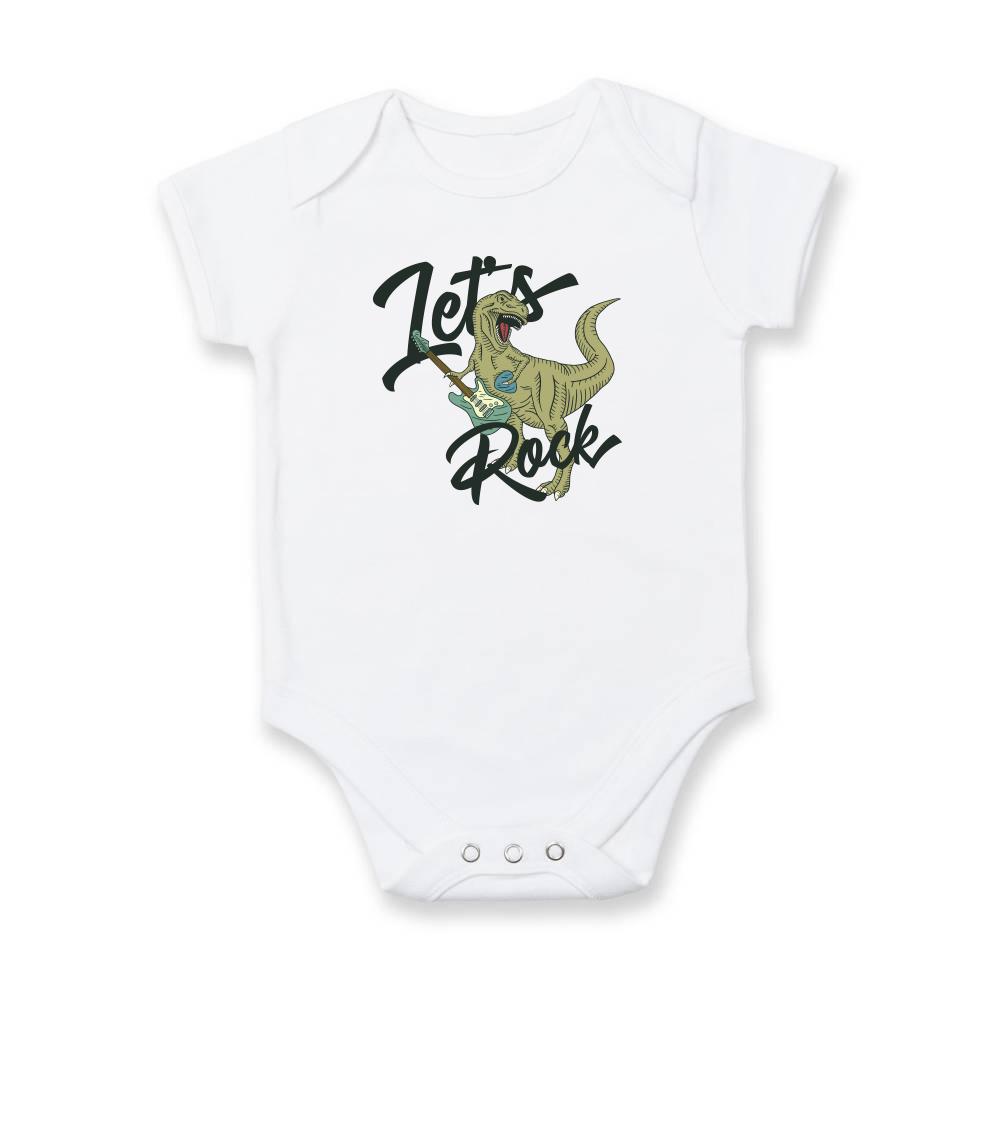 Hudobné tričká - Let's rock T-rex - Body dojčenské s krátkym rukávom