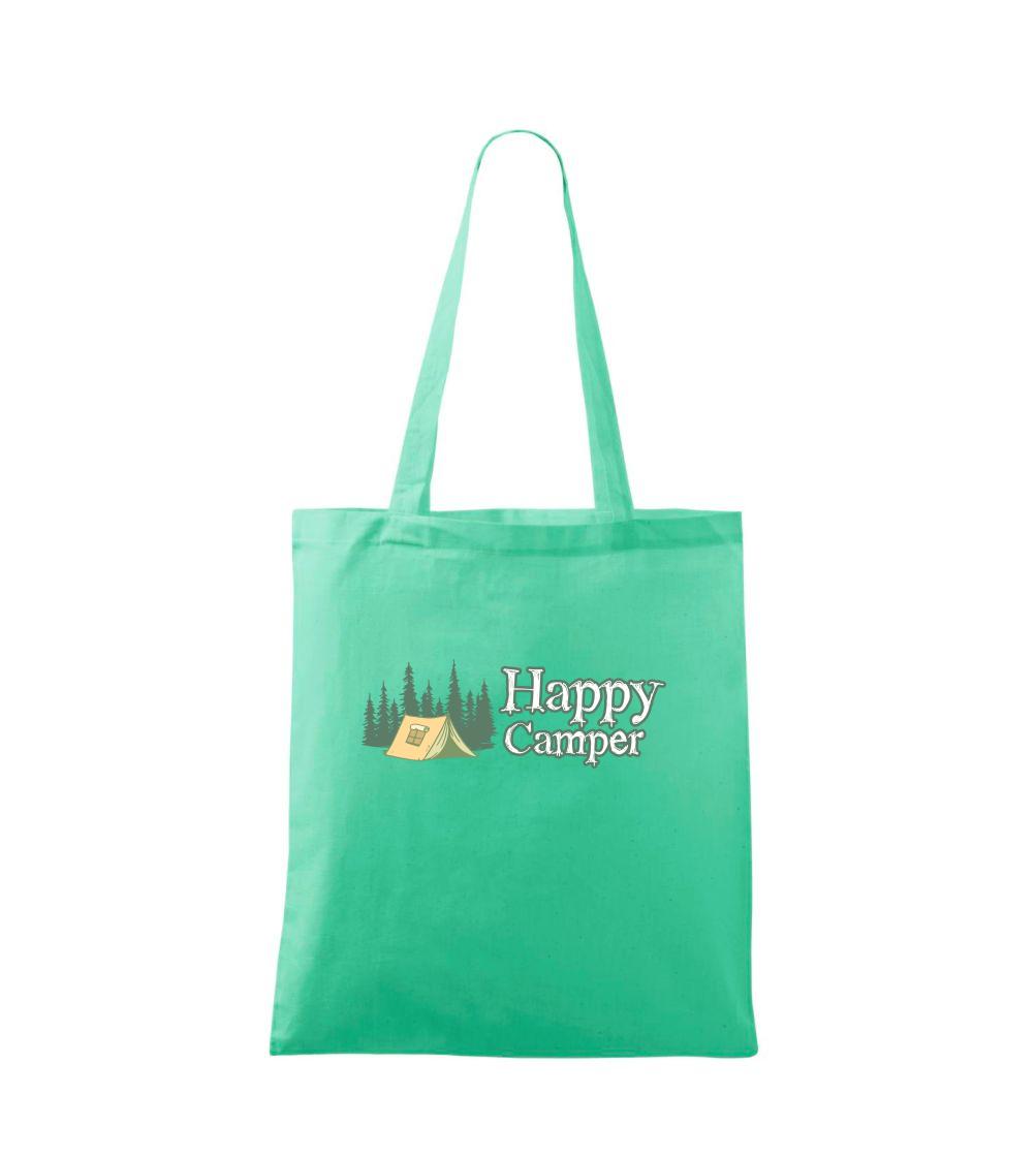 Trička pre cestovateľov - Happy camper - stan v lese - Taška bavlnená
