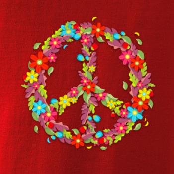 Peace symbol červené kvety Peace symbol červené kvety