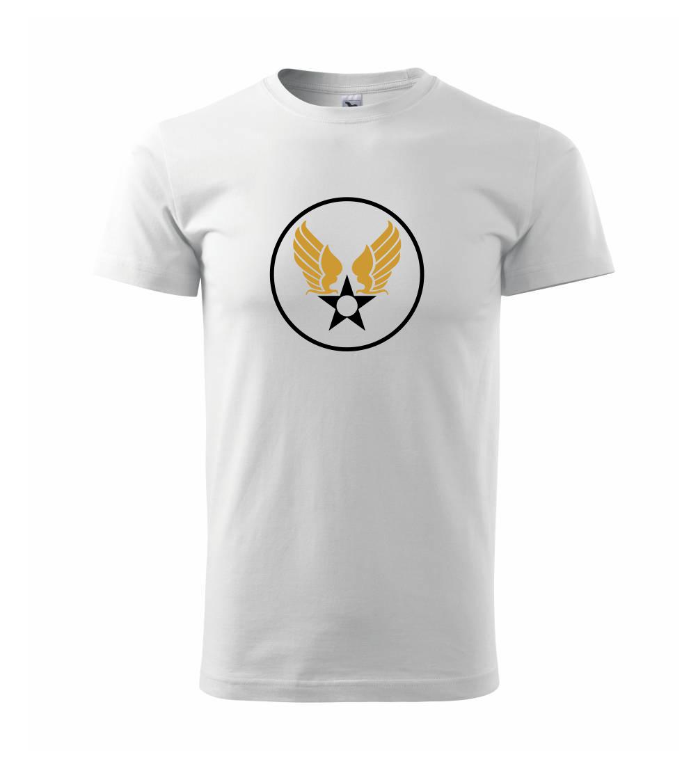 Vojenská tričká s potlačou - US Army Air Corps - zlatá - Tričko extra veľké  (5-8XL)