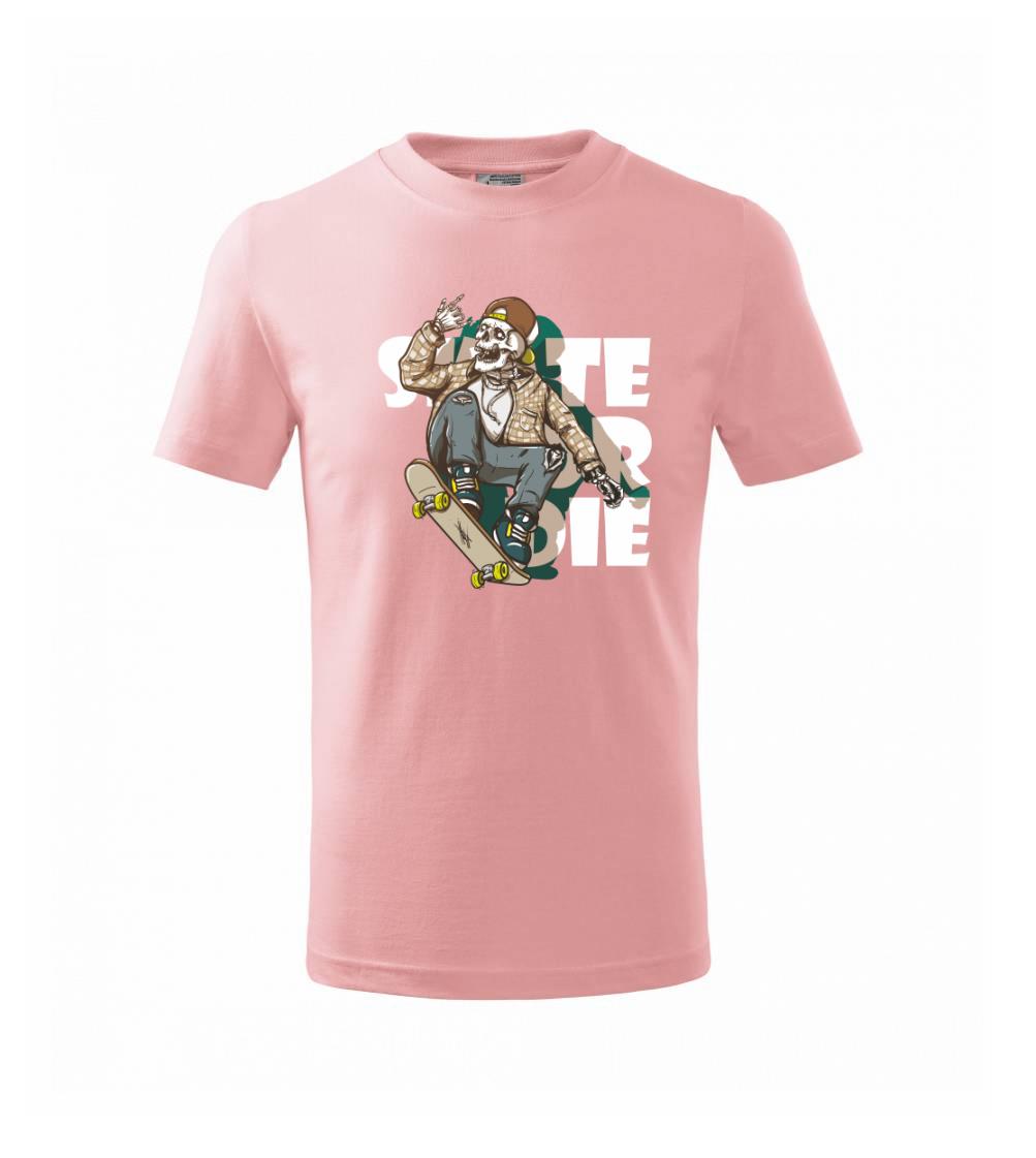 Skull riding skateboard