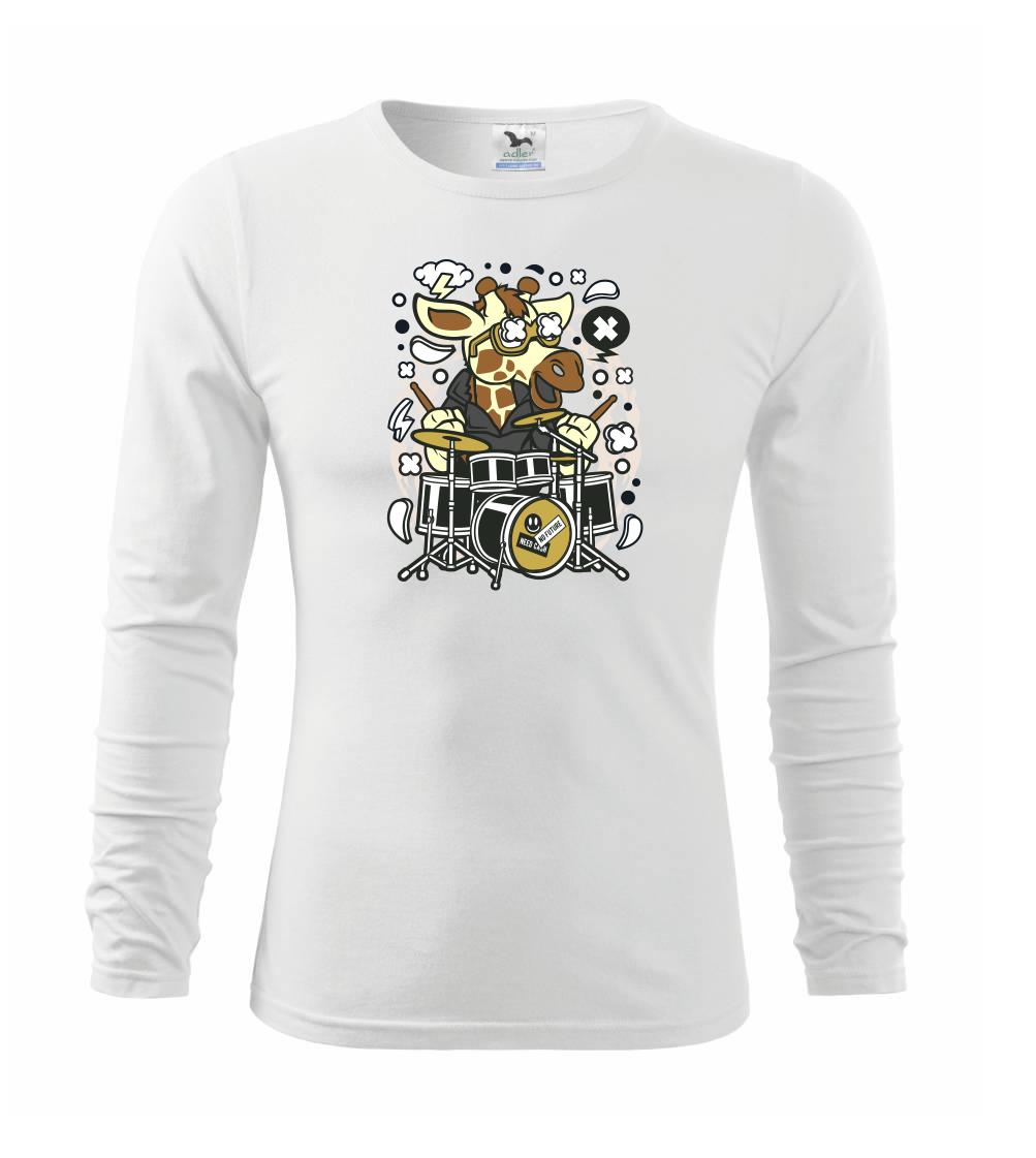 Hudobné tričká - Žirafa bubeník - Tričko detské Long Sleeve