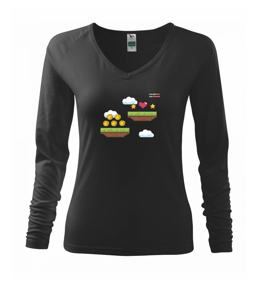 Tričká pre ajťákov - Gamer - stará hra - mince a mraky - Tričko dámske Elegance