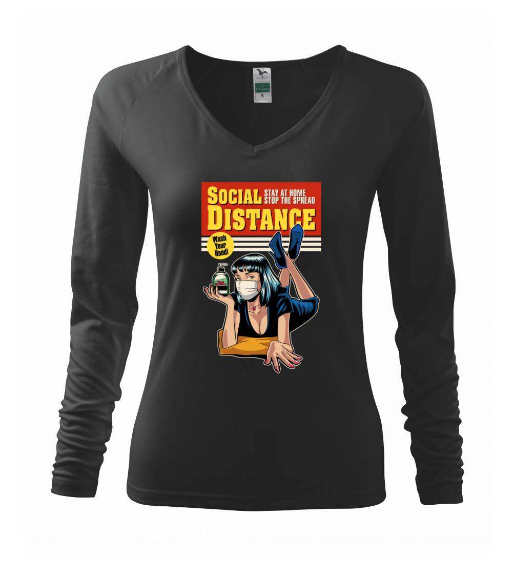 Corona social distance plagát - Tričko dámske Elegance