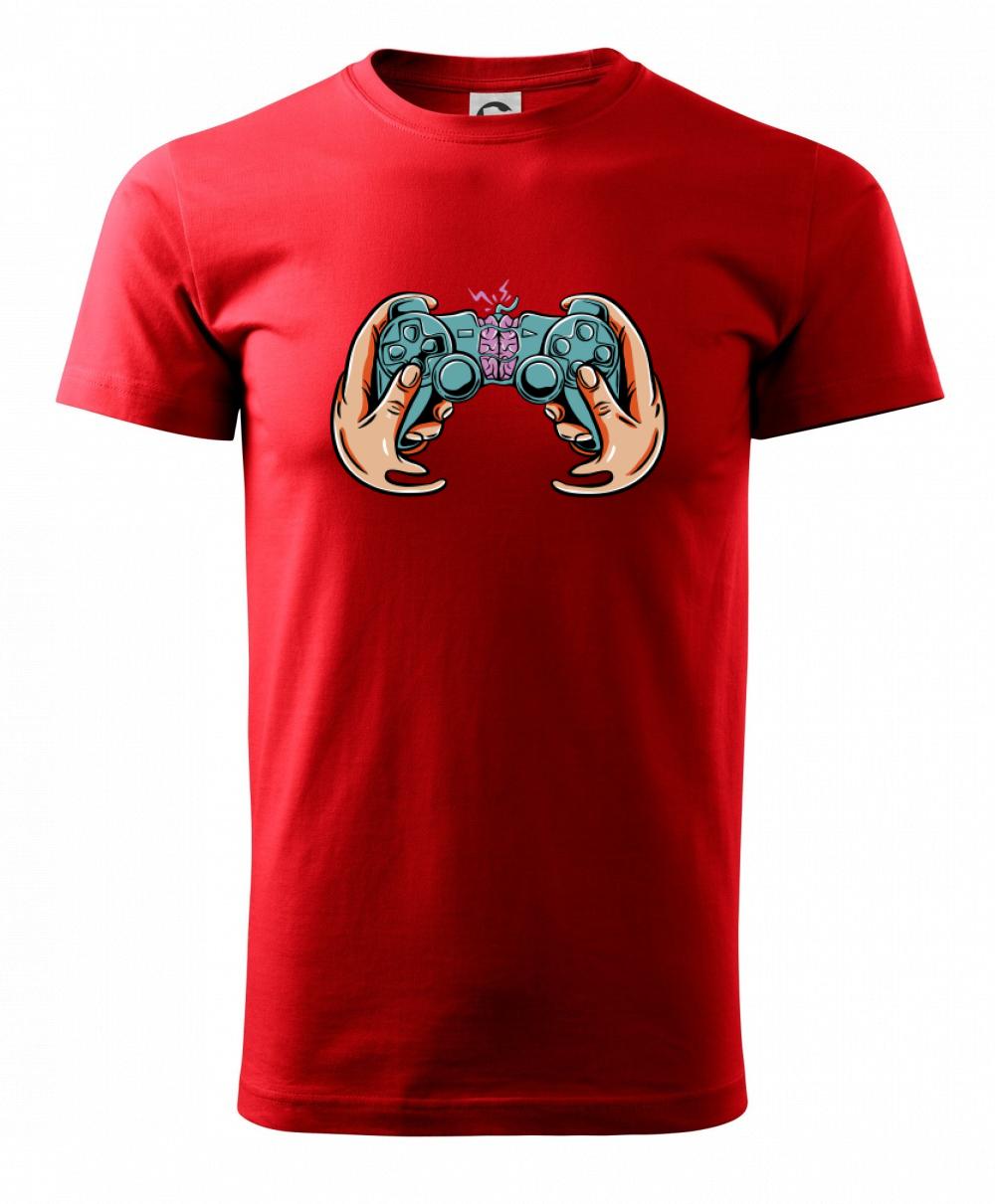 Tričká pre ajťákov - Gamer - mozog v gamepade - Tričko extra veľké  (5-8XL)