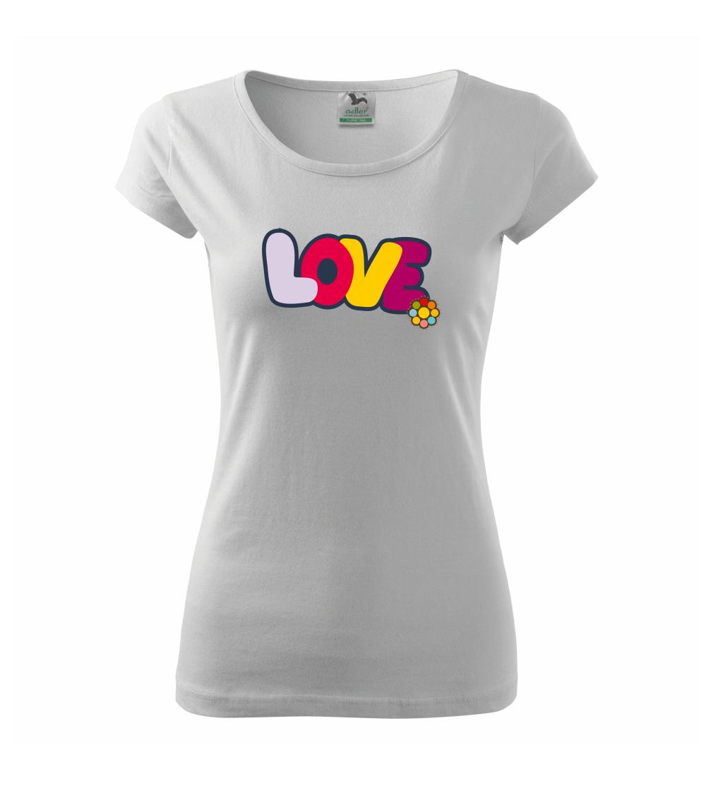 Love nápis s kvetinou