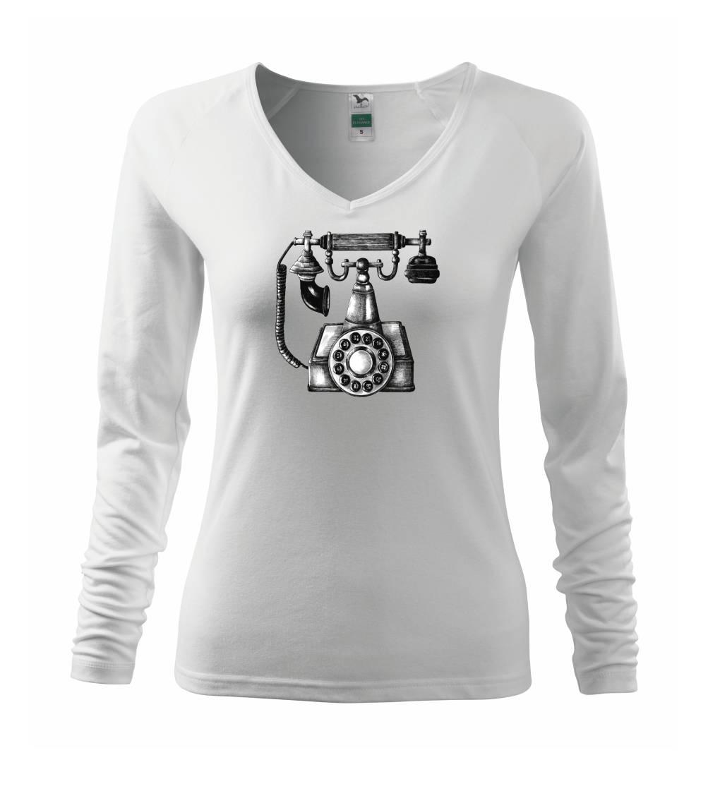 Grafické tričká - Telefón starý kreslený - Tričko dámske Elegance
