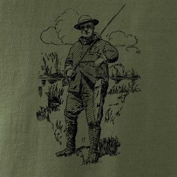 Kreslený rybár s úlovkom