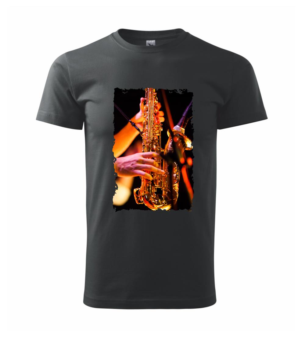 Saxofón fotka - Klasické pánske tričko vyššej gramáže
