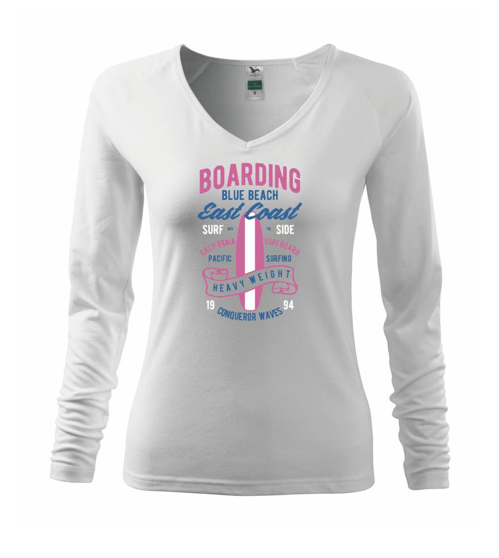 Surferske tričká - Boarding Blue Beach - Tričko dámske Elegance