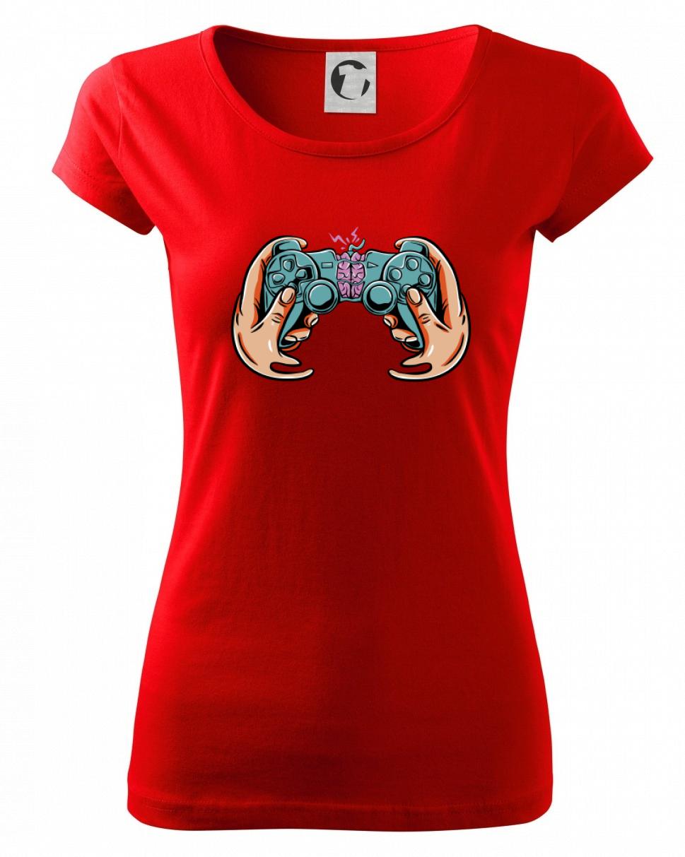Tričká pre ajťákov - Gamer - mozog v gamepade - Dámske tričko Pure