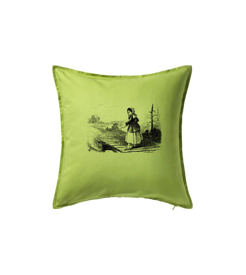 Tričká pre rybárov s potlačou - Kreslené dievča na rybách - Vankúš 50x50