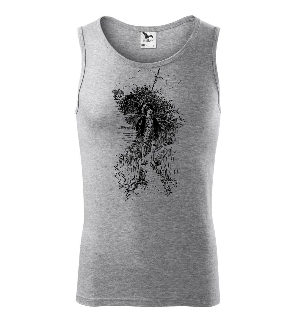 Tričká pre rybárov s potlačou - Kreslený chlapec s prútom - Tielko pánske Core