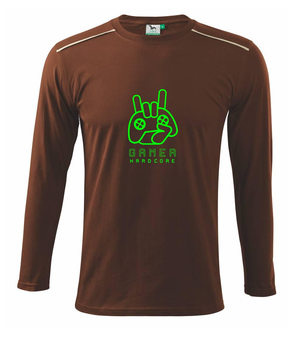 Tričká pre ajťákov - Hardcore gamer - ruka - zelená - Tričko s dlhým rukávom Long Sleeve