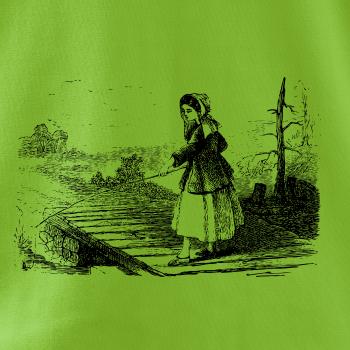 Kreslené dievča na rybách