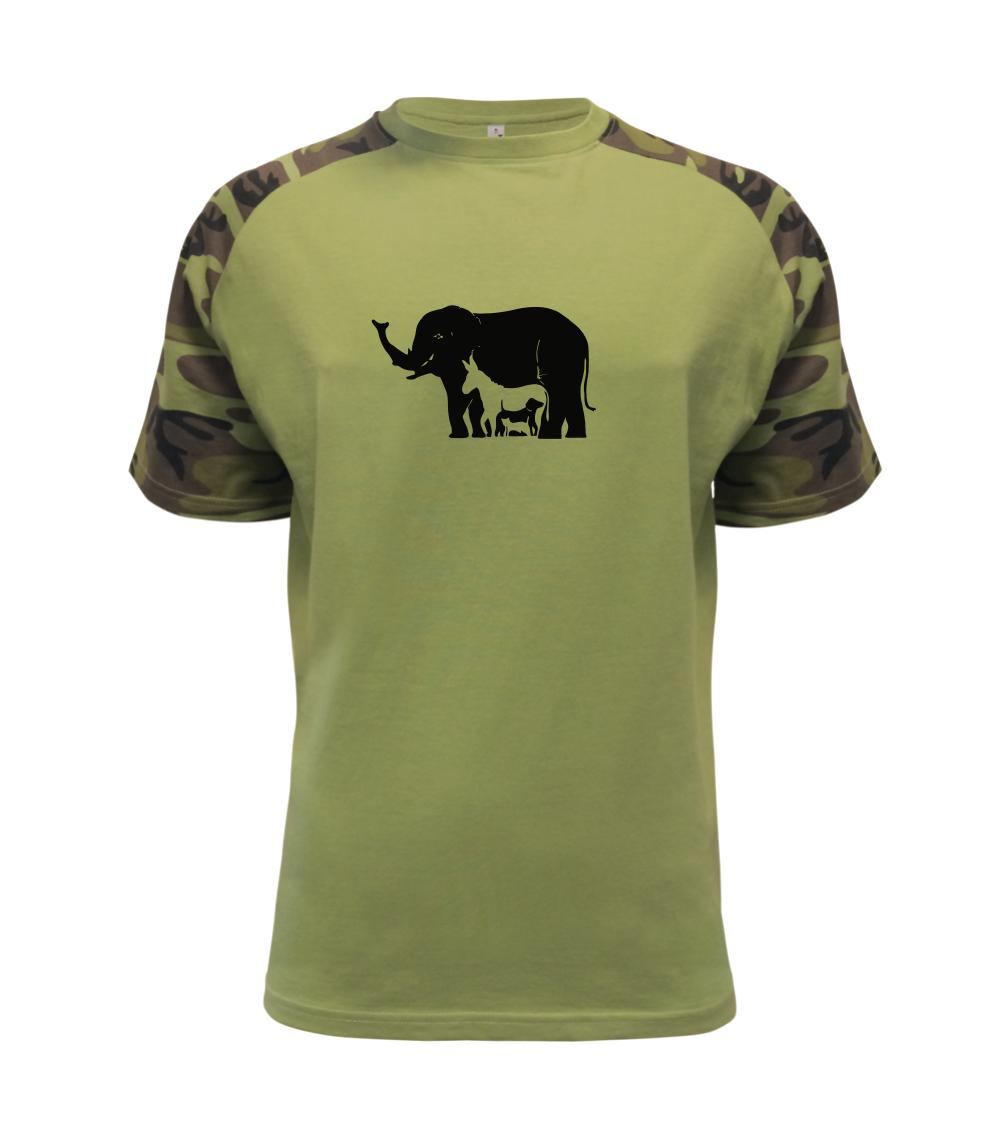 Tričká so zvieratami - Slon, pes, mačka - Raglan Military