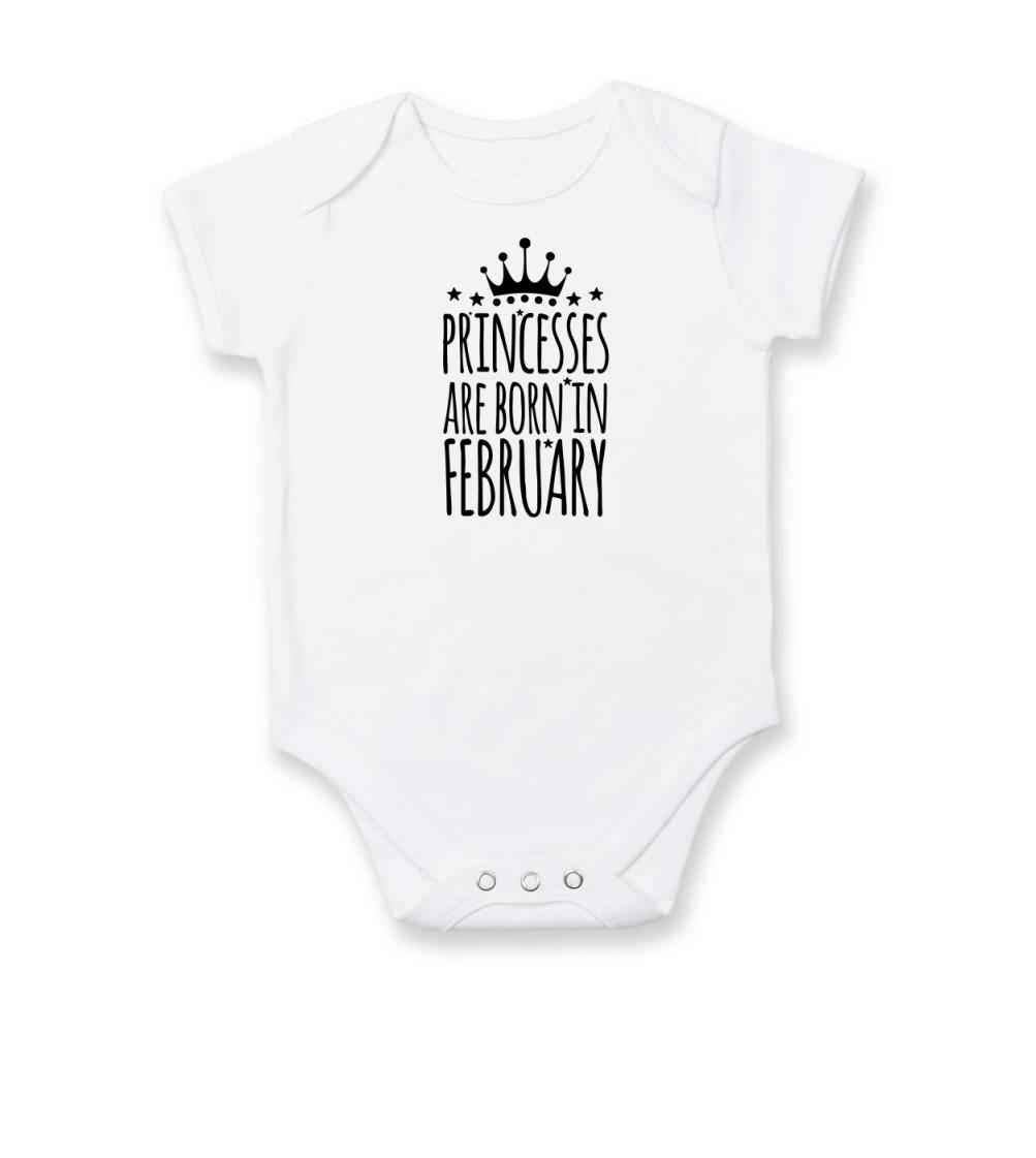 Tričká pre narodené vo februári - Princesses are born in February - Body dojčenské s krátkym rukávom