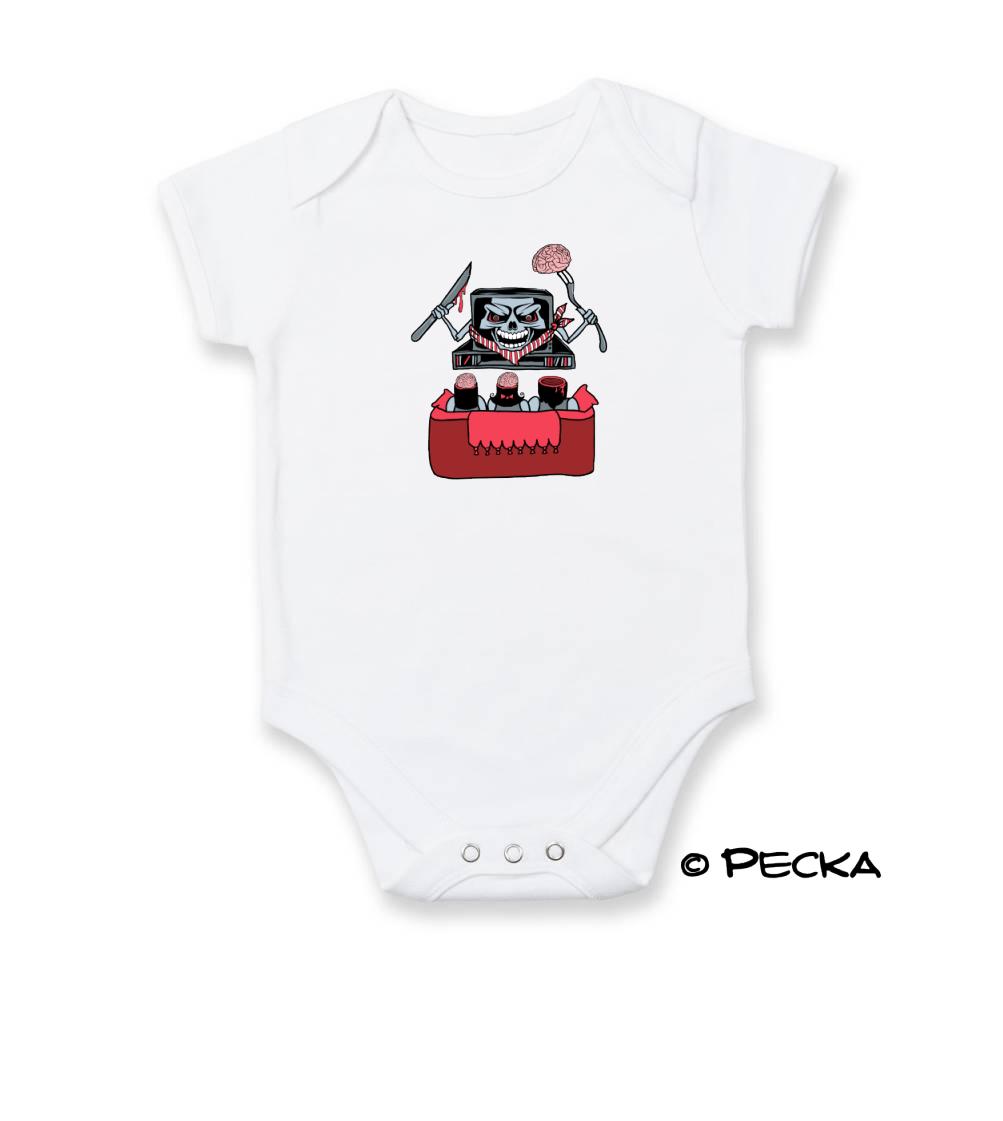 Grafické tričká - TV vyžieračka mozgov (Pecka design) - Body dojčenské s krátkym rukávom