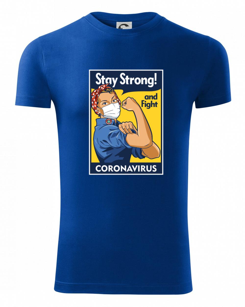 Corona stay strong plagát - Viper FIT - Pánske zúžené tričko