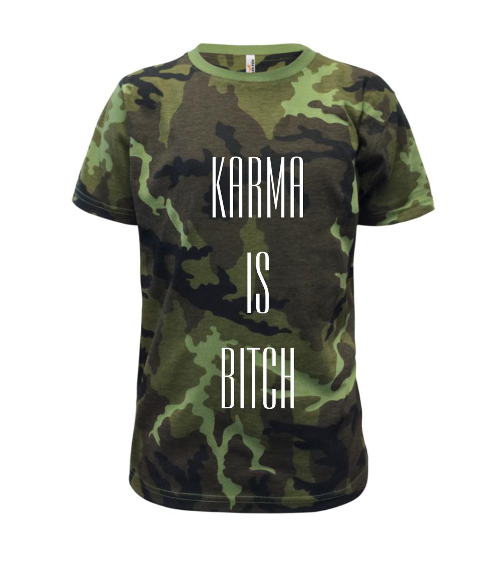 Tričká na párty - Karma nápis velký - Detské maskáčové tričko