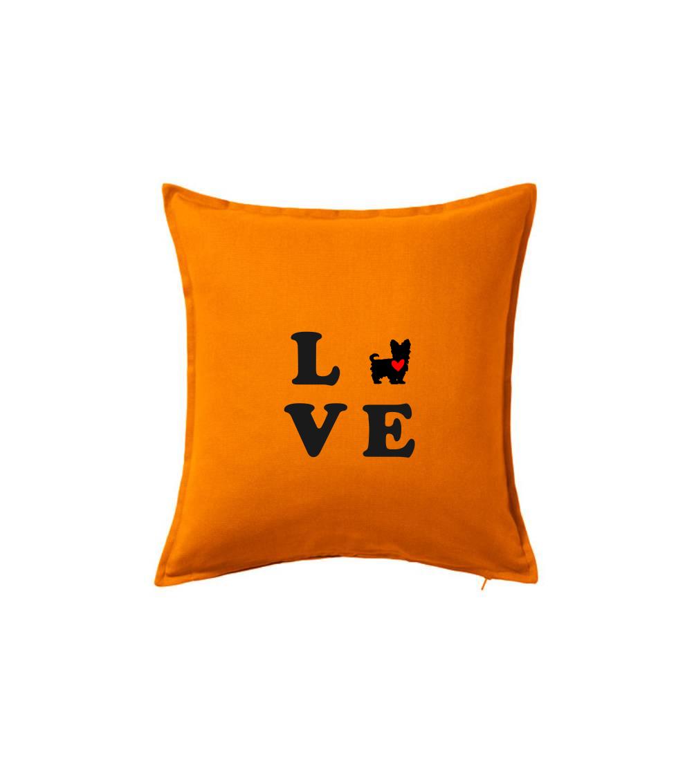 Yorkshirsky terier na tričku - Yorkshire terier love - Vankúš 50x50