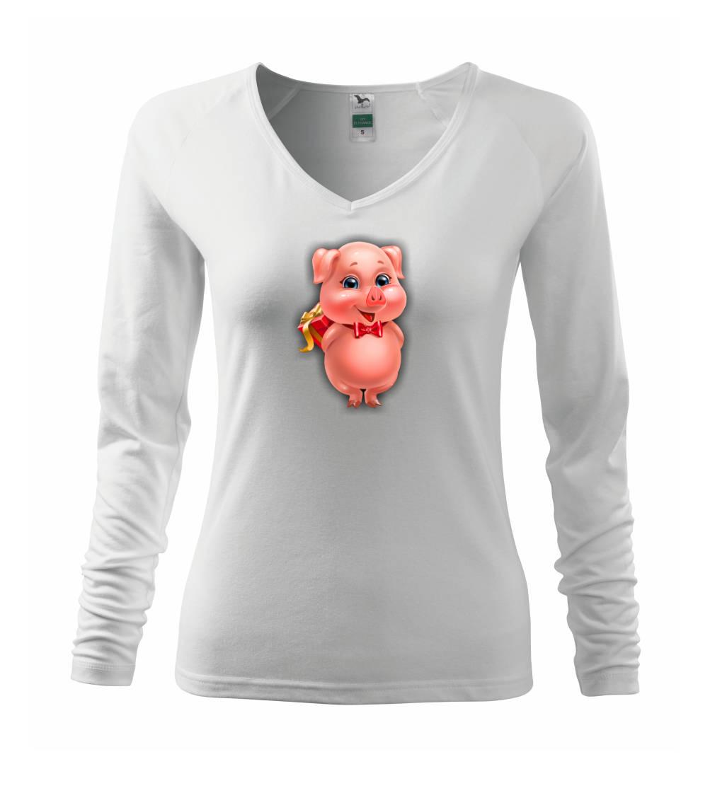 Vianočné tričká - Vianočné prasiatko - Tričko dámske Elegance